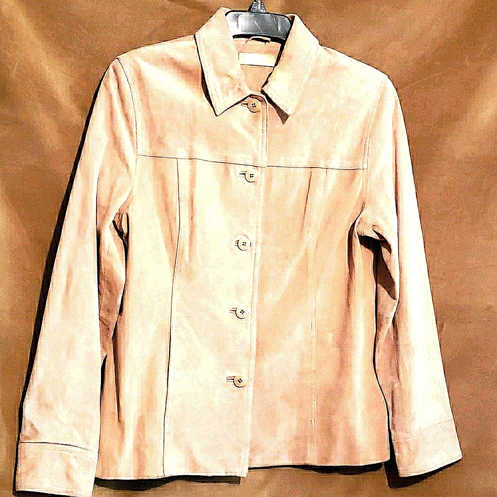 SUEDE: KATE HILL  Petite Beige Jacket Sz 8P